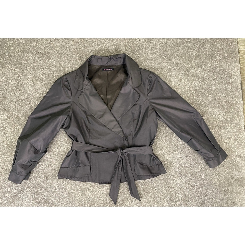 Helena Sorel Shirt Jacket Lined Belted Brown 3/4 sleeve Size 42 / US Size 10